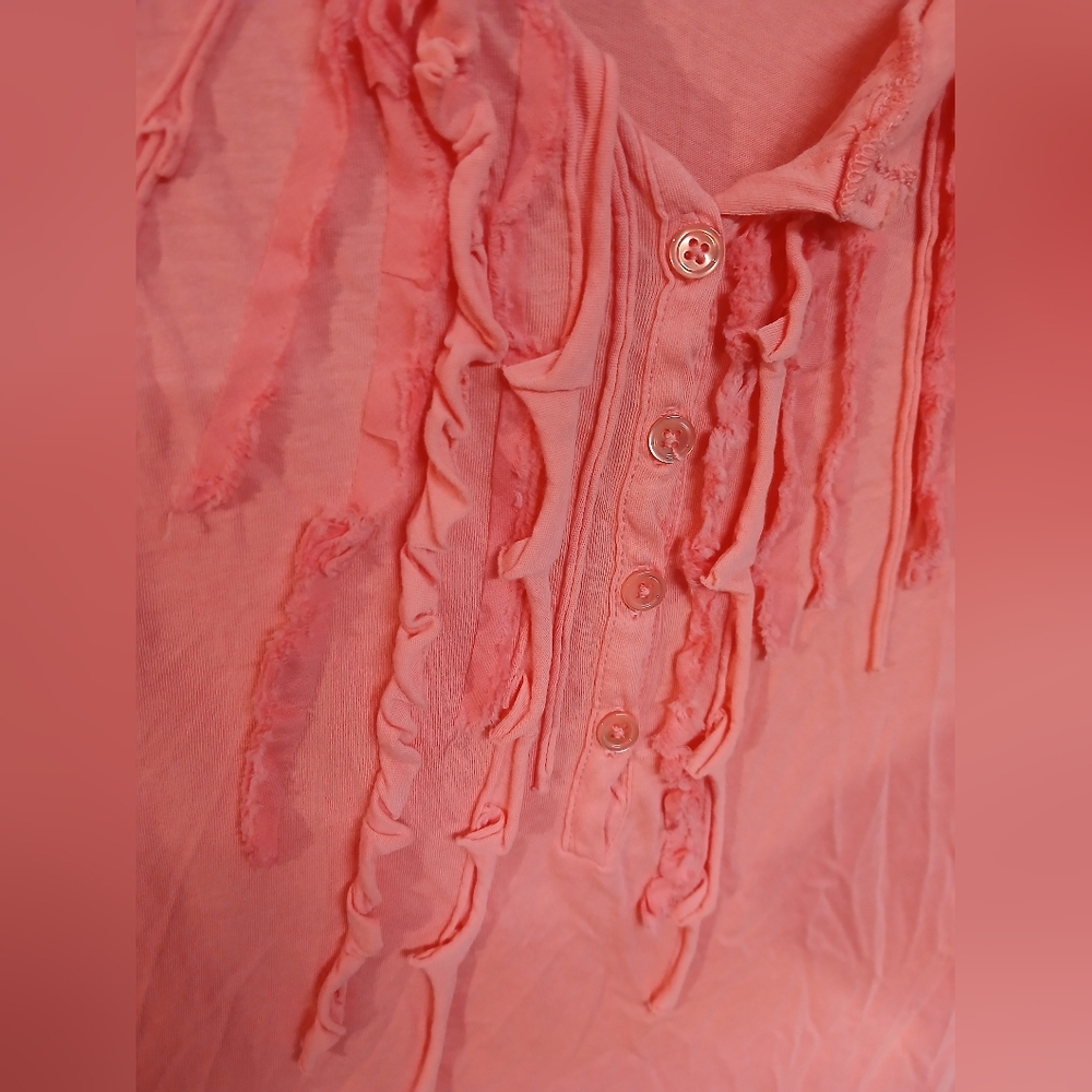 J. Crew Pink 3/4 Sleeve Ruffled Blouse - Picture 2 of 3